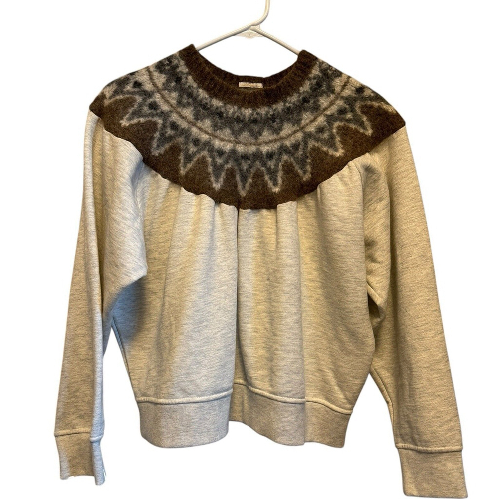 Mother  The Half Of Me Fair-Isle Sweater Halfway to Nowhere size XL Gray Brown